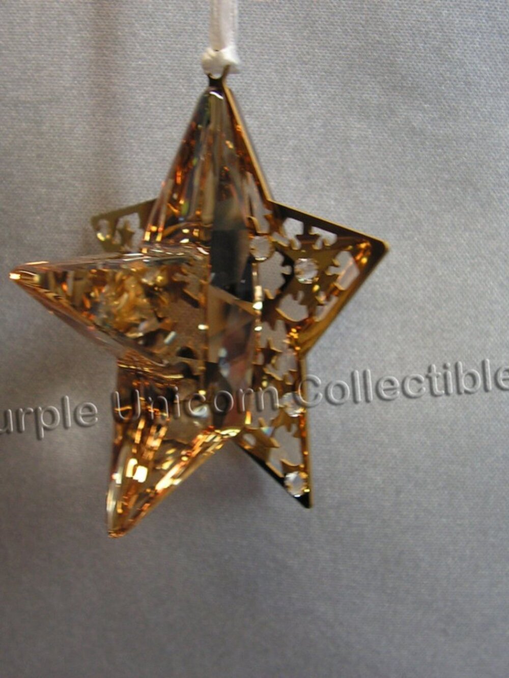 Swarovski Crystal Pixel Star Christmas Ornament Golden Shadow 1140008